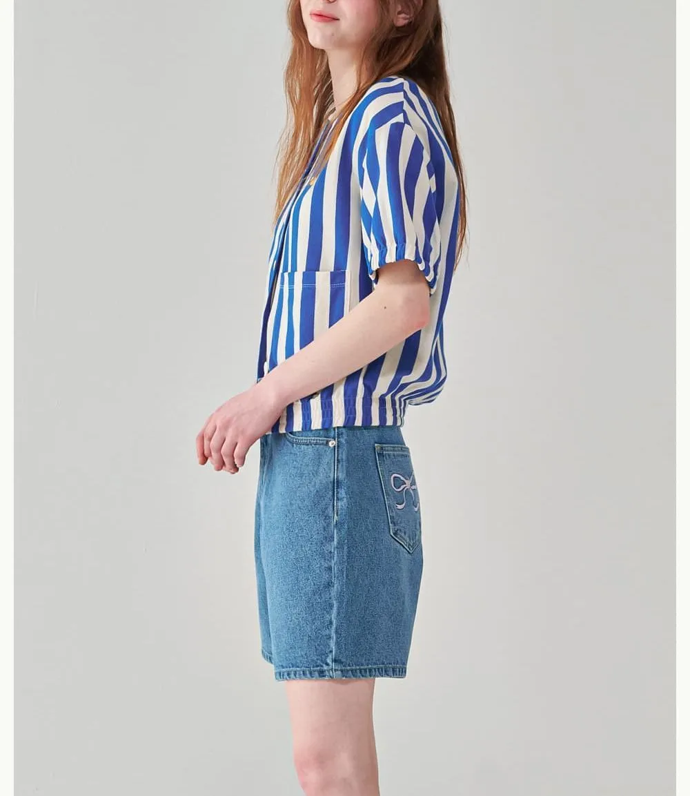 Striped Heart Street Style Short Sleeves Logo Cardigans by Ronron