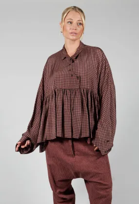 Rust Medium Check Peplum Shirt