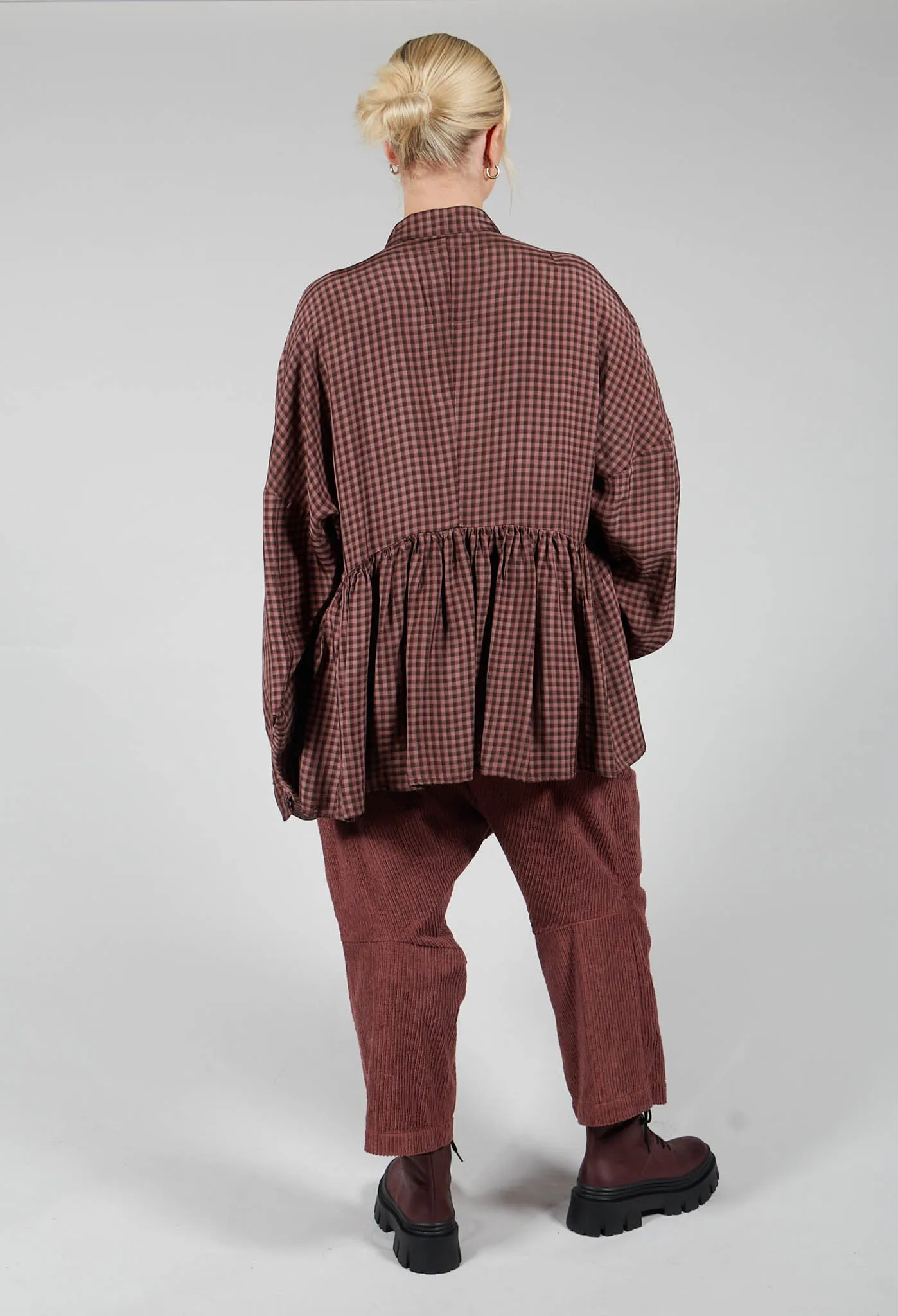 Rust Medium Check Peplum Shirt