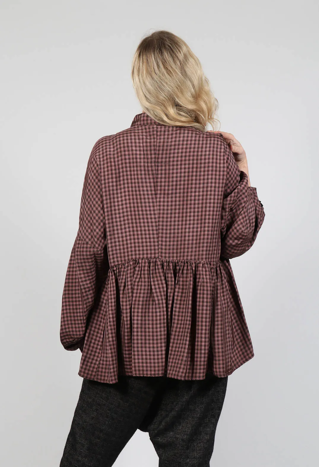 Rust Medium Check Peplum Shirt