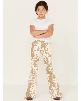 Saint and Hearts Girls' Cowhide Print Pull On Flare Pants