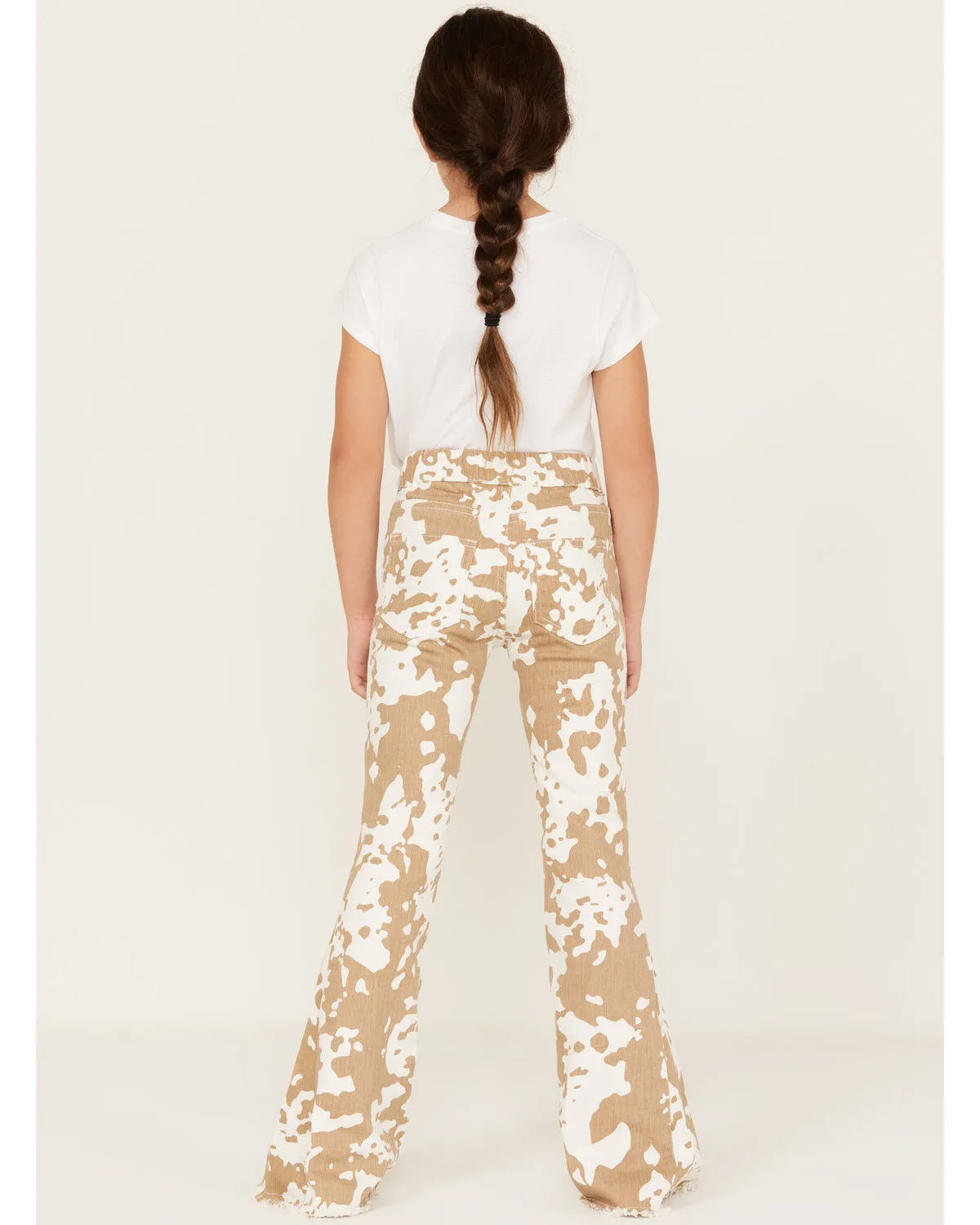 Saint and Hearts Girls' Cowhide Print Pull On Flare Pants