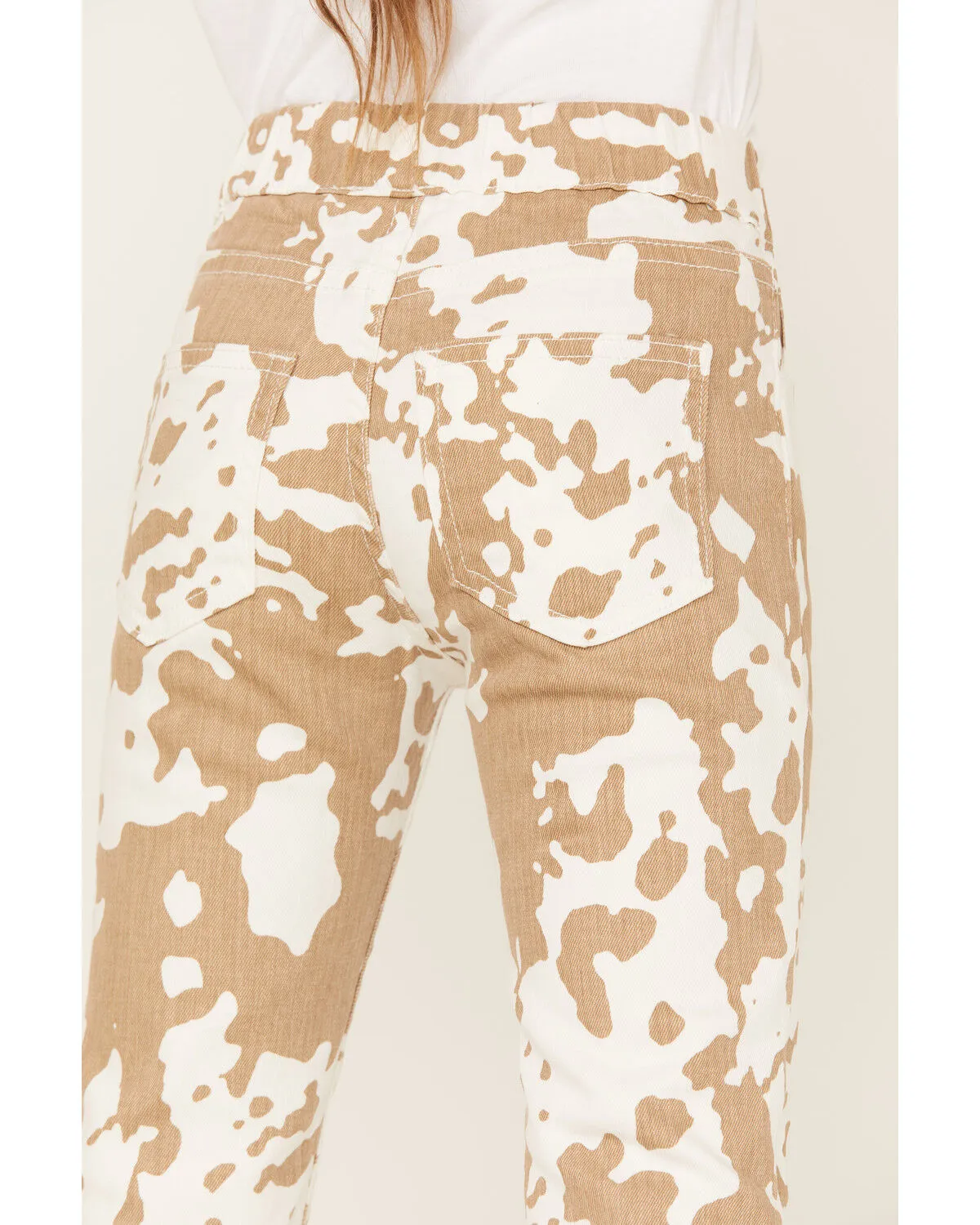 Saint and Hearts Girls' Cowhide Print Pull On Flare Pants