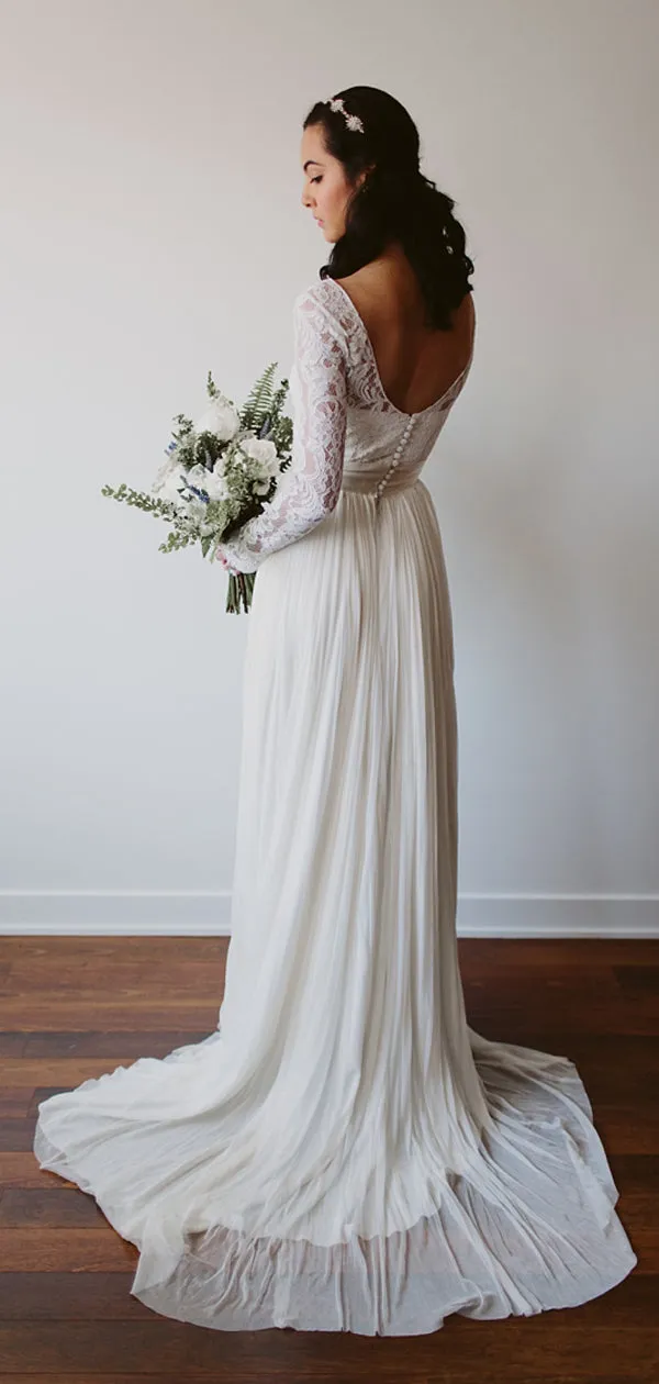 Stylish Hi-low Off Shoulder Lace Wedding Gown