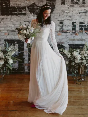 Stylish Hi-low Off Shoulder Lace Wedding Gown