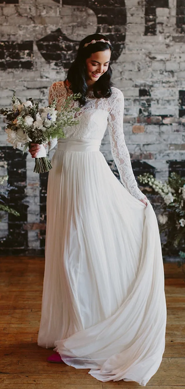 Stylish Hi-low Off Shoulder Lace Wedding Gown