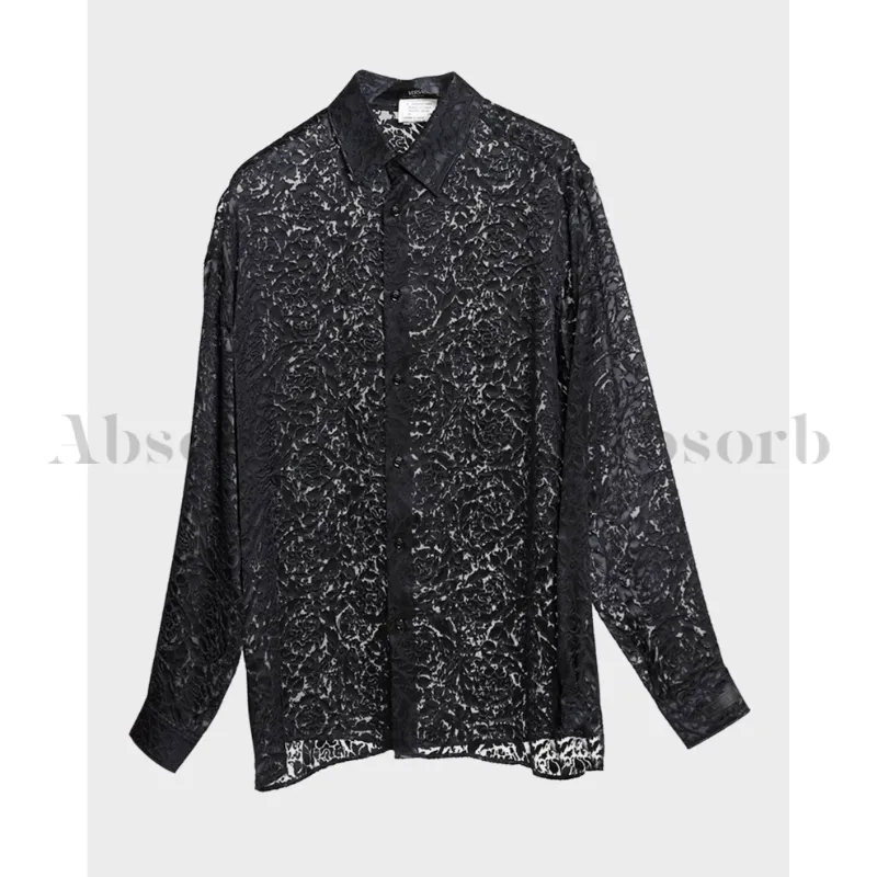 VERSACE Silk Long Sleeve Street Style Shirts