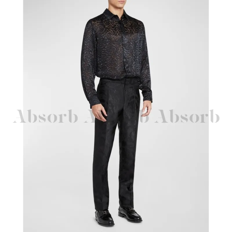 VERSACE Silk Long Sleeve Street Style Shirts