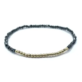 Simple Pyrite & Gold Filled Stretch Bracelet - 6.5 inch