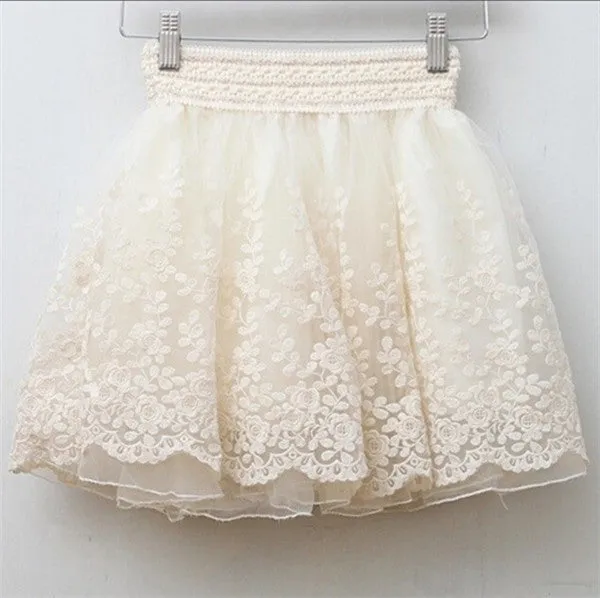 Lace Embroidered Tulle Mini Skirt - New Korean Fashion Pleated Skirt 20217 GS