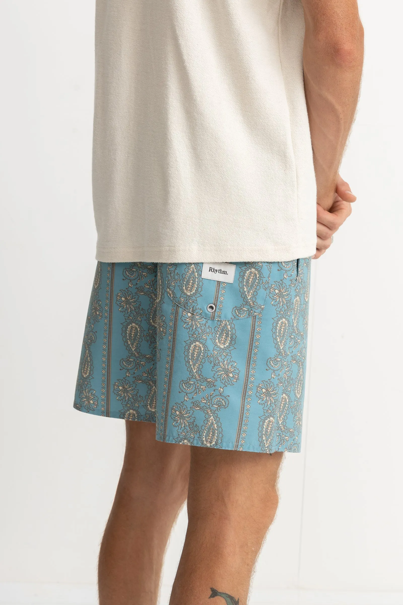 Paisley Stripe Beach Short Slate