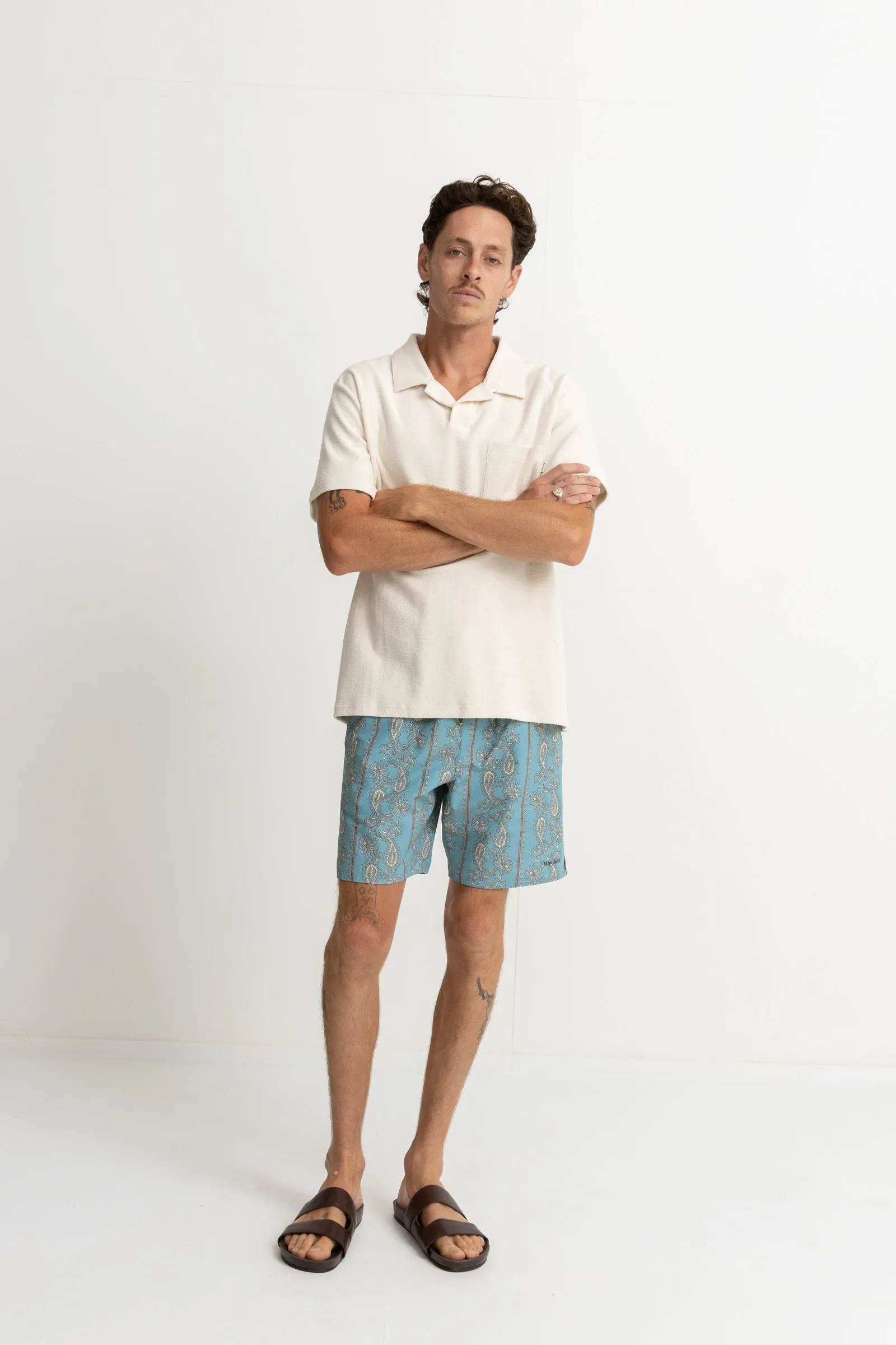 Paisley Stripe Beach Short Slate