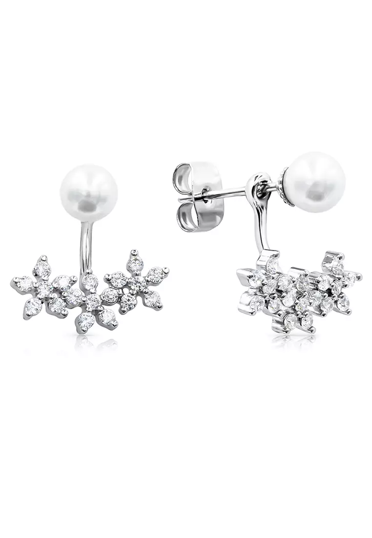 Leilani Flower Diamond Simulant Earring Jackets by SO SEOUL