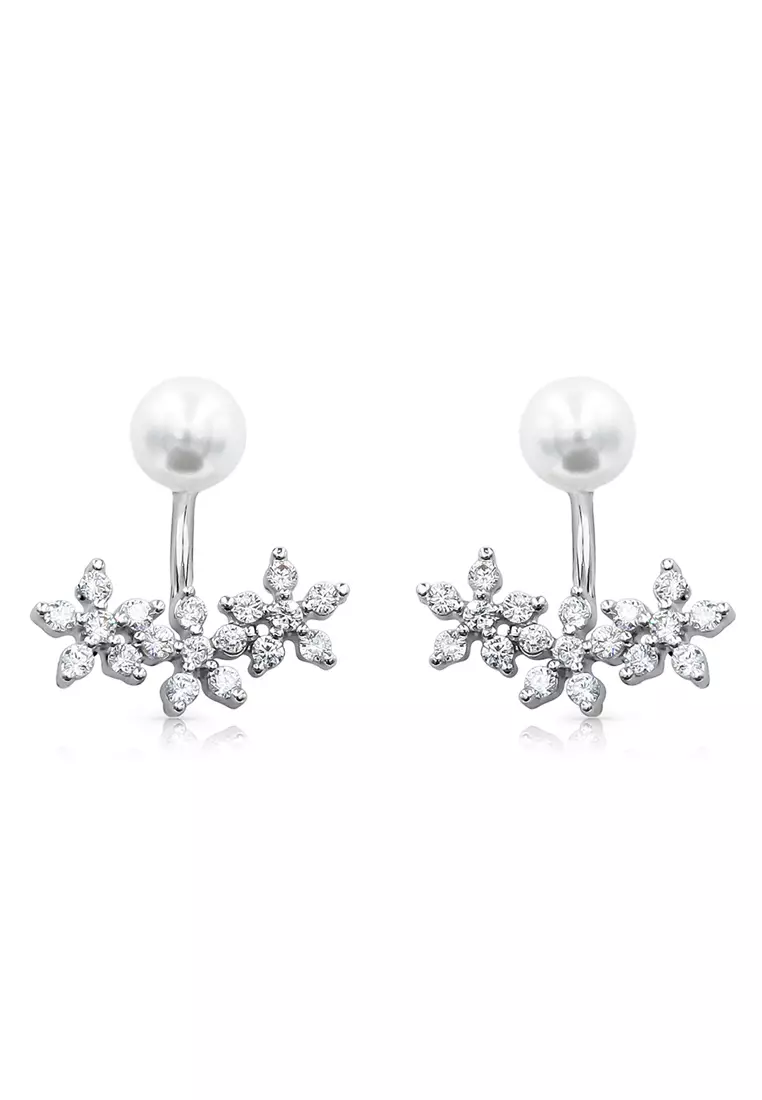 Leilani Flower Diamond Simulant Earring Jackets by SO SEOUL