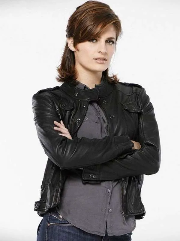 Stana Katic Castle Black Jacket - New American Jackets