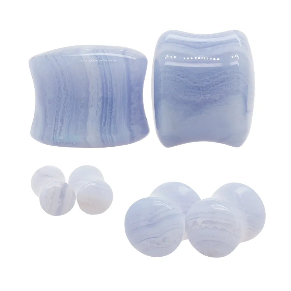 Blue Lace Agate Stone Plugs