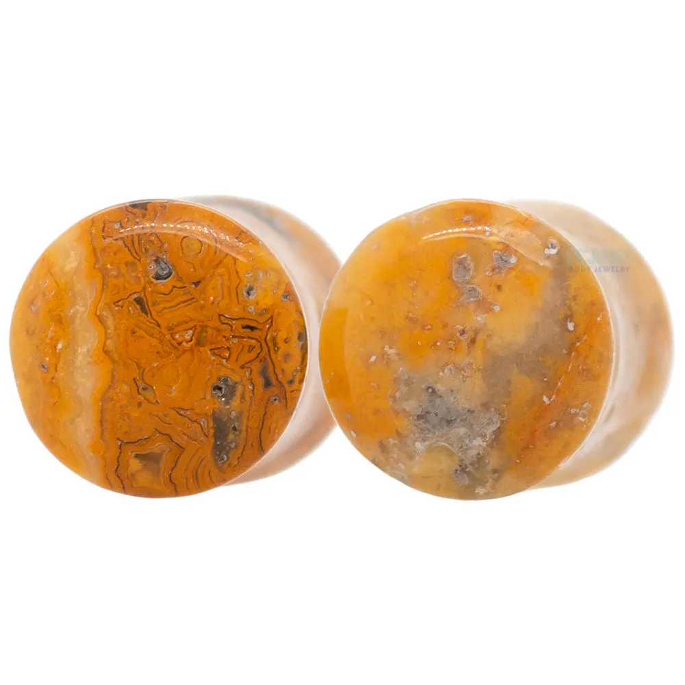 Crazy Lace Agate Stone Plugs