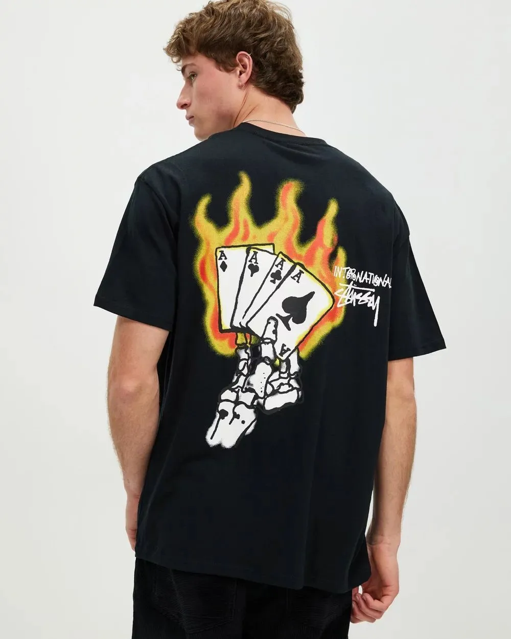 STUSSY Street Style Logo Skater Cotton T-Shirt