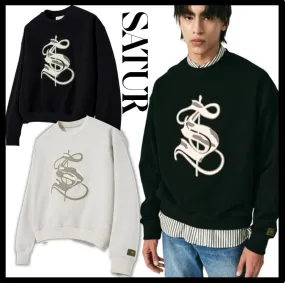 SATUR Logo Sweatshirts for Unisex Street Style