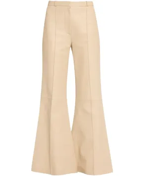 Flared Leather Pants with Zip Front