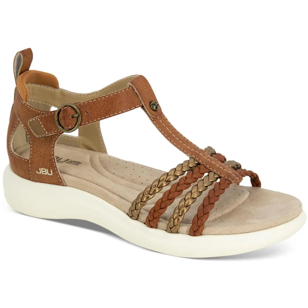 Jambu Women's Prague Faux Leather Buckle Sandals for Sport