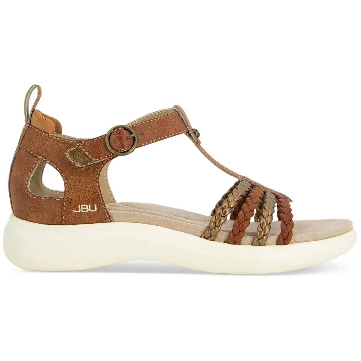 Jambu Women's Prague Faux Leather Buckle Sandals for Sport