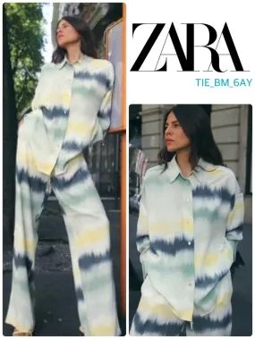 ZARA Casual Style Tie-dye Long Sleeves Shirts & Blouses