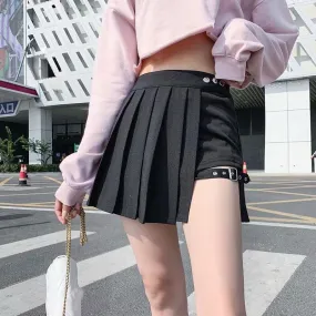 Summer Women High Waist Zipper Solid JK Pleated A-Line Mini Skirts Cool Style Irregular Sexy Skirt Femme Streetwear