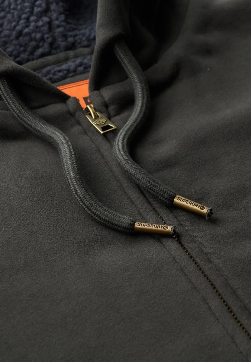 Warm Zip Up Hooded Sweatshirts from Superdry in Washed Black