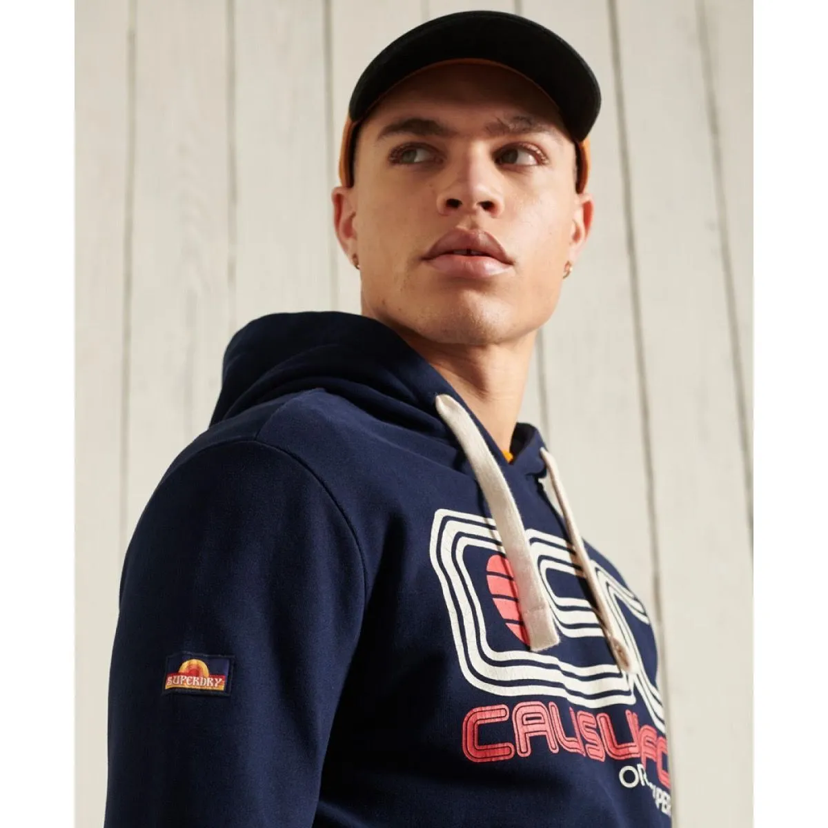 Superdry Vintage Logo Cali Surf Hooded Sweatshirts Navy Blue