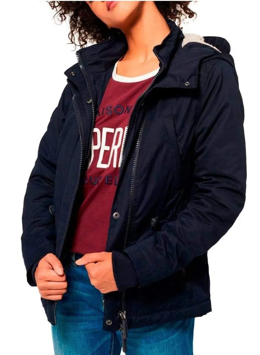 Superdry Women's Oversized Hooded Parka in Super Navy