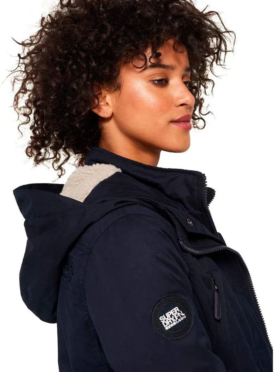 Superdry Women's Oversized Hooded Parka in Super Navy