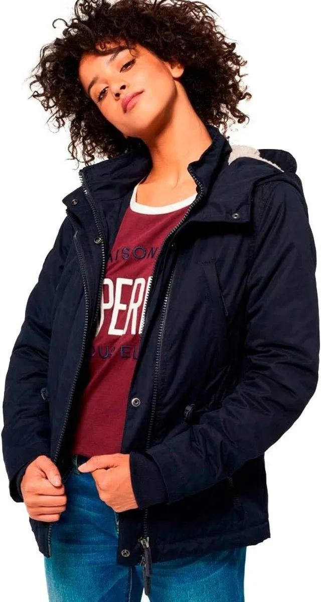 Superdry Women's Oversized Hooded Parka in Super Navy