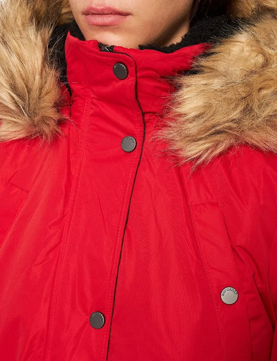 Superdry Women's Nadare Parka Jackets in Burnt Red Color