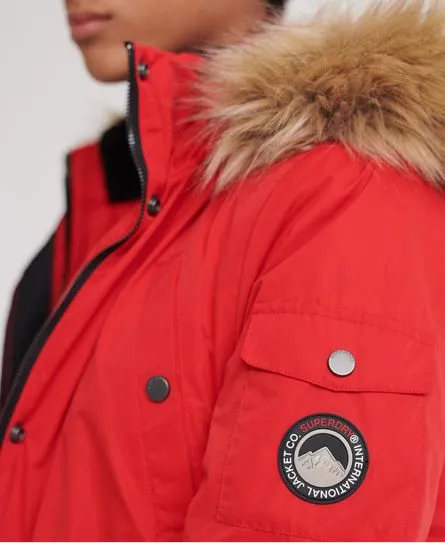 Superdry Women's Nadare Parka Jackets in Burnt Red Color