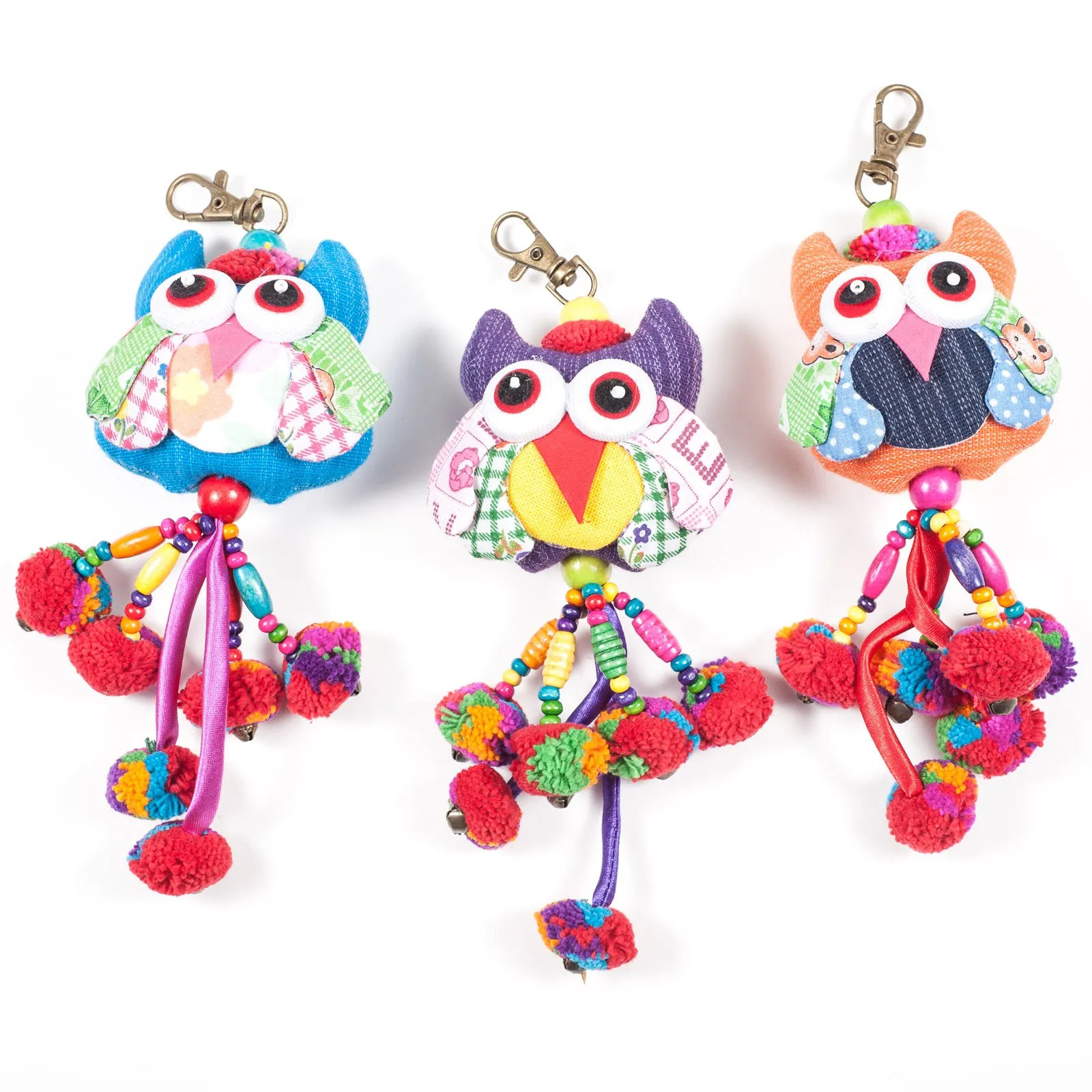 Green Owl Zipper Pull Pom-Poms Thailand