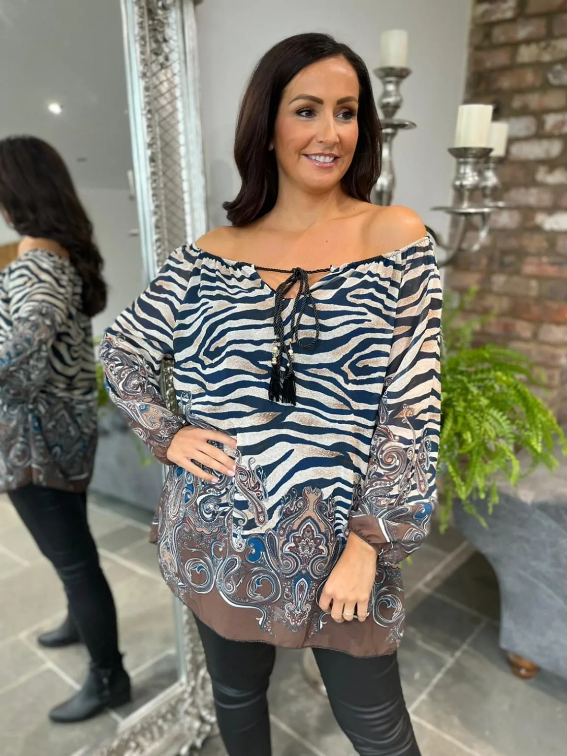 Tiger Paisley Bardot Dua Top