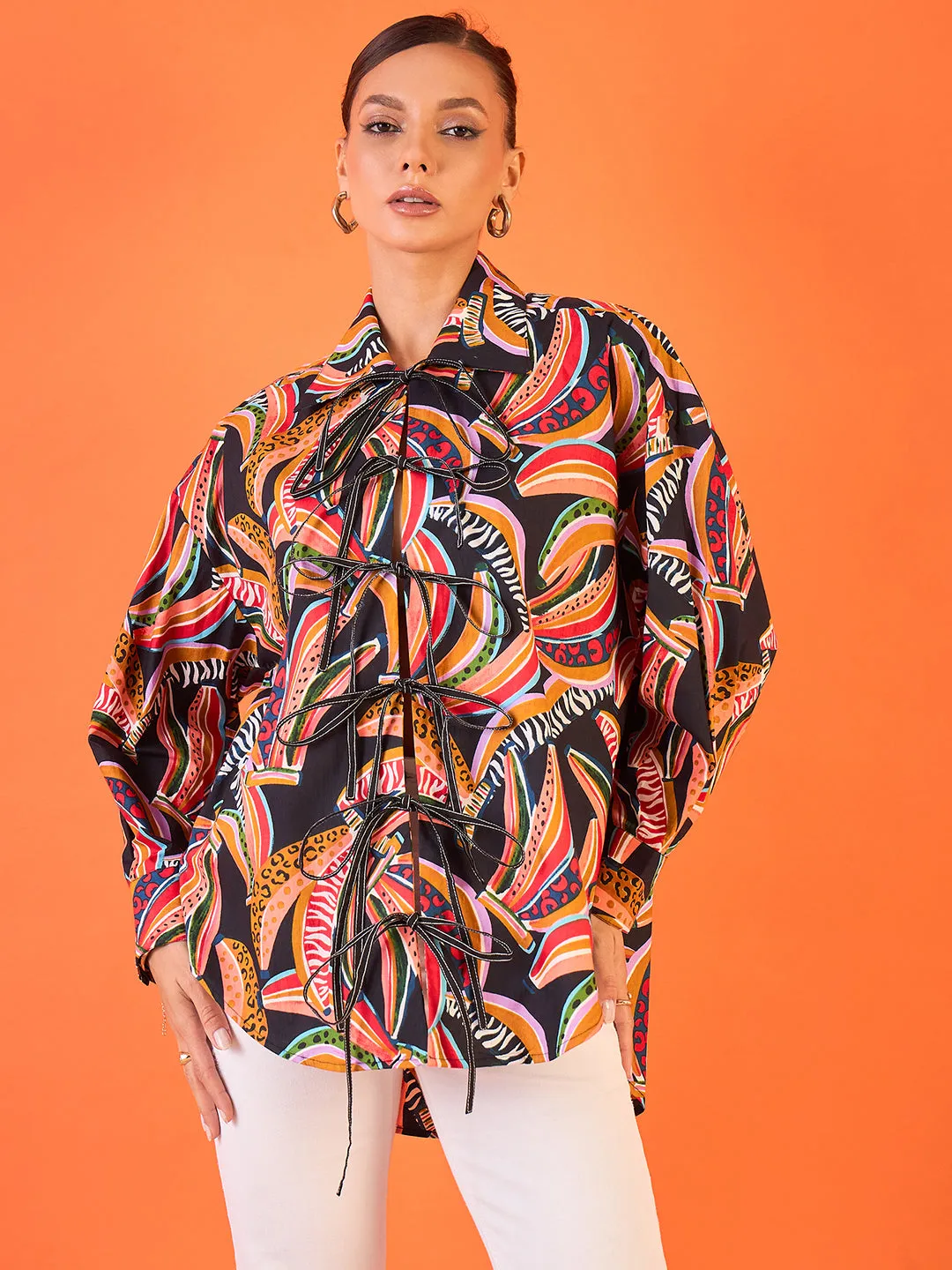 Tie-Up Full Sleeve Cotton Printed Shirt