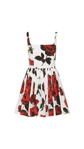 Multicolour Tudor Rose Print Peplum Dress