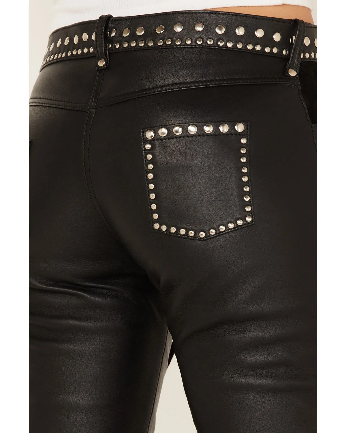 Understated Leather Women Wild Cats Mid Rise Leather Flare Pants