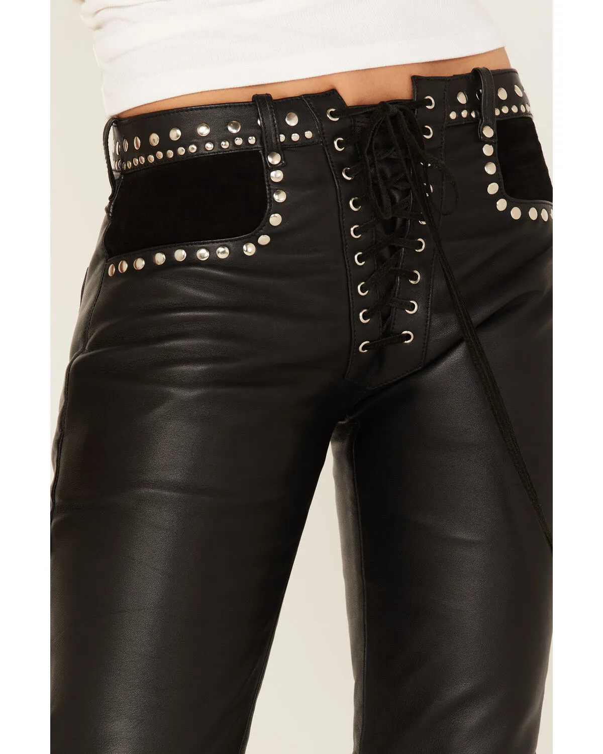 Understated Leather Women Wild Cats Mid Rise Leather Flare Pants