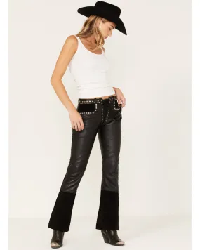 Understated Leather Women's Wild Cats Mid Rise Leather Flare Pants