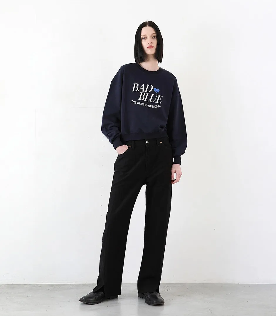 Bad Blue Unisex Street Style Logo Sweatshirts