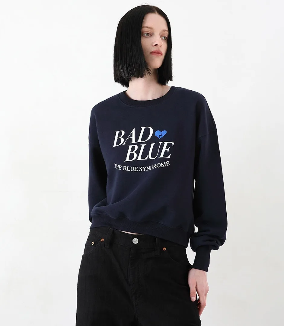 Bad Blue Unisex Street Style Logo Sweatshirts