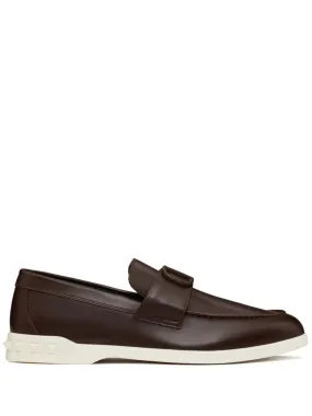 Valentino Brown Leather Slip-On Sneakers