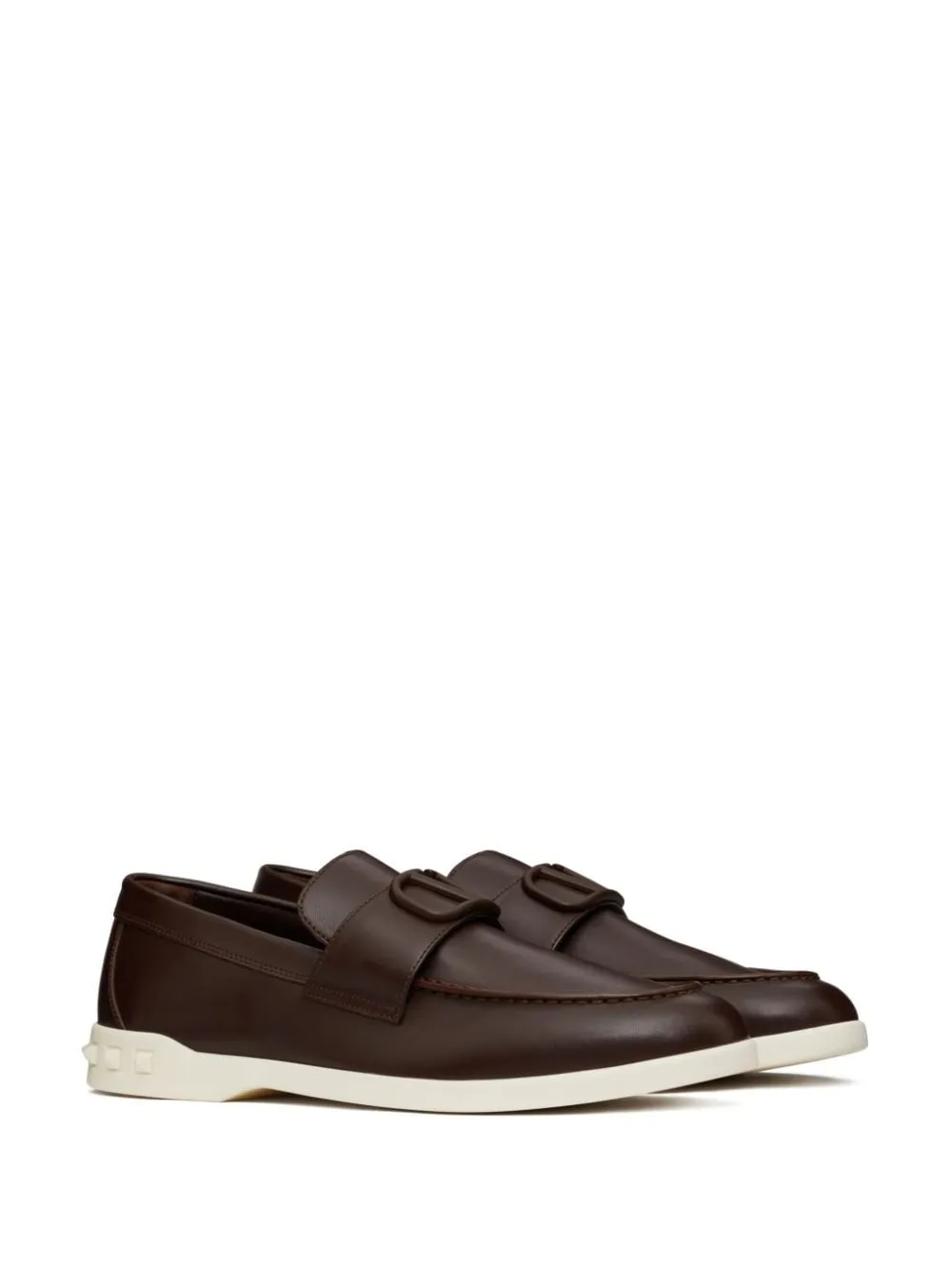 Valentino Brown Leather Slip-On Sneakers