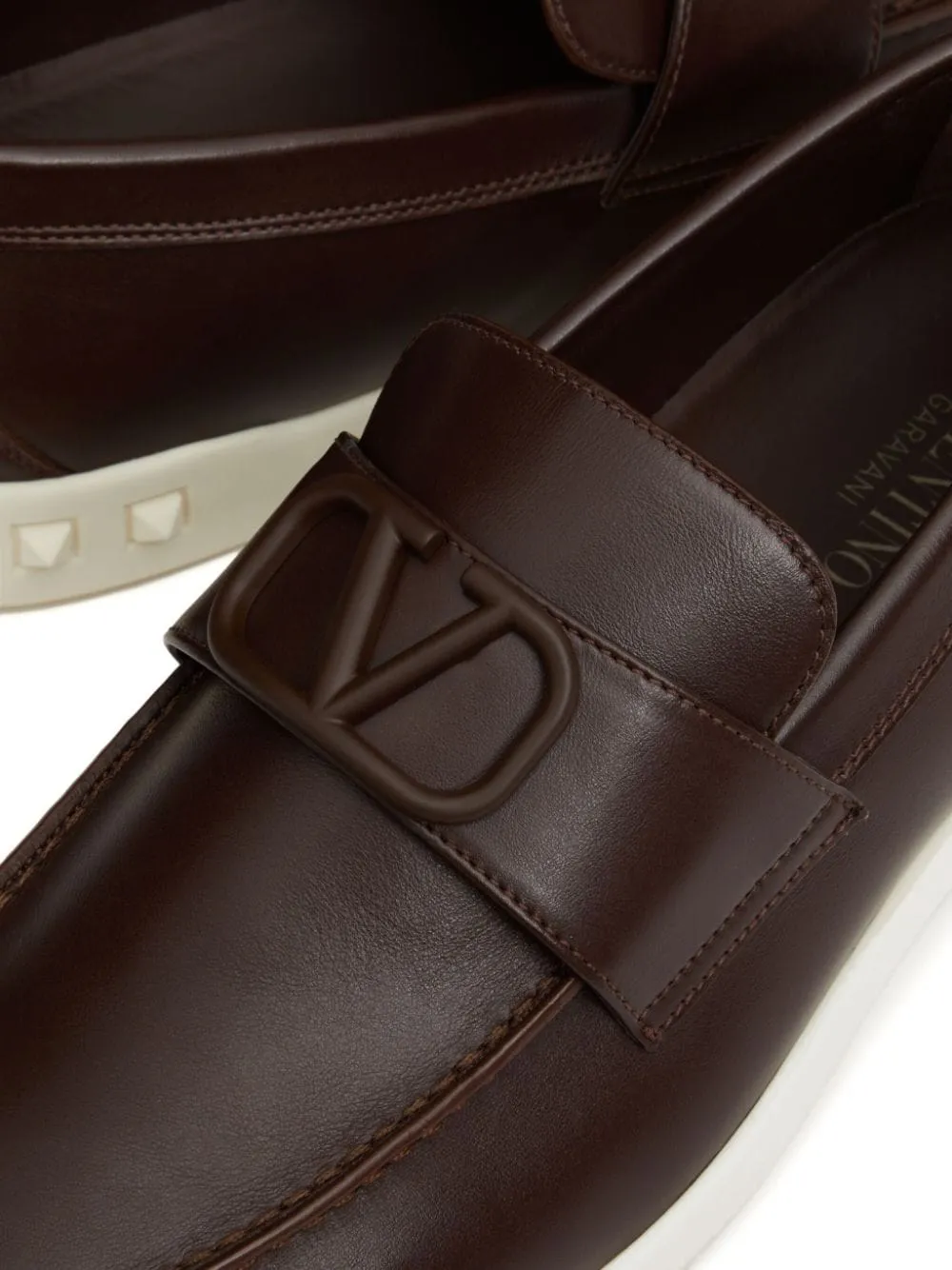 Valentino Brown Leather Slip-On Sneakers