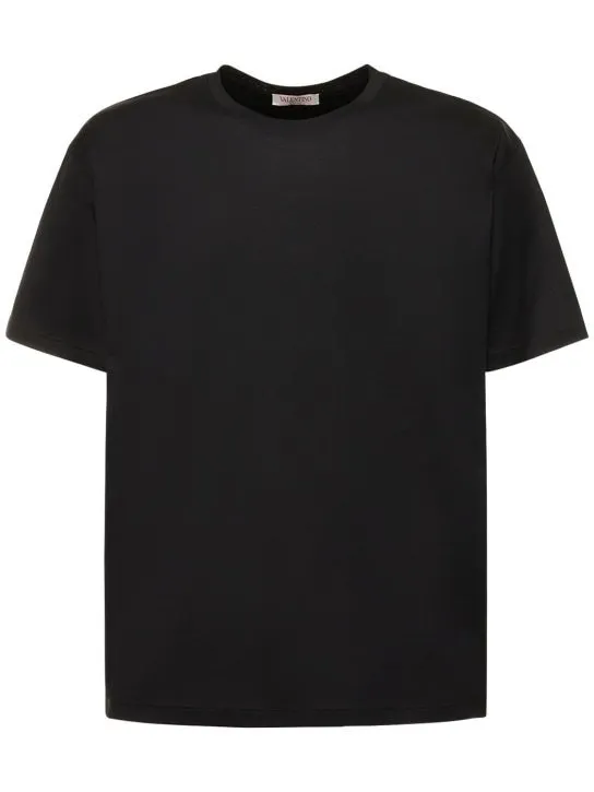 Plain Bridal Logo Luxury Outlet T-Shirts with Cotton Short Sleeves by VALENTINO