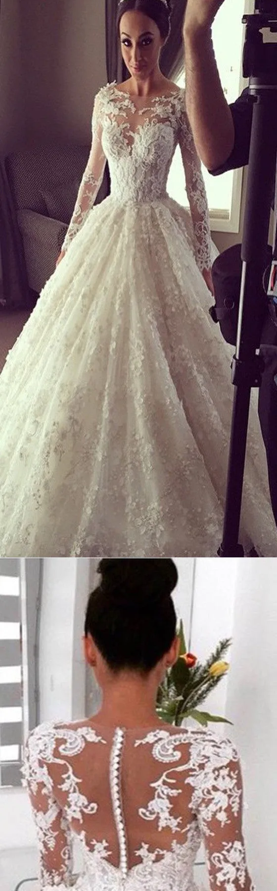 Vintage Lace Ball Gown Wedding Dress