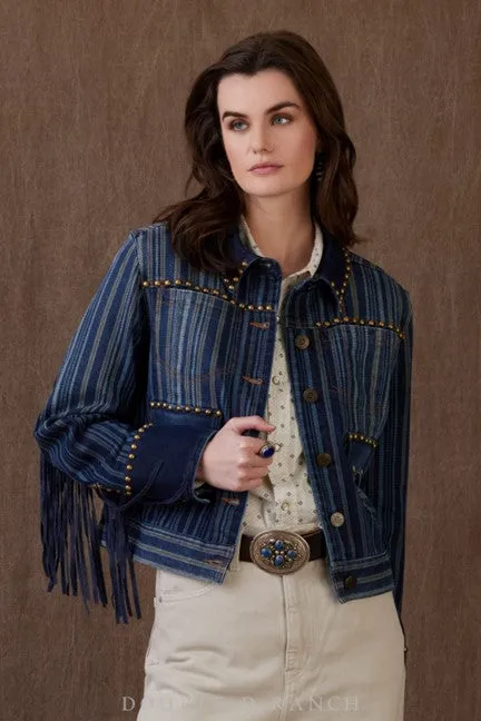 Double D Ranchwear Denim Pitchwagon Ticking Jacket